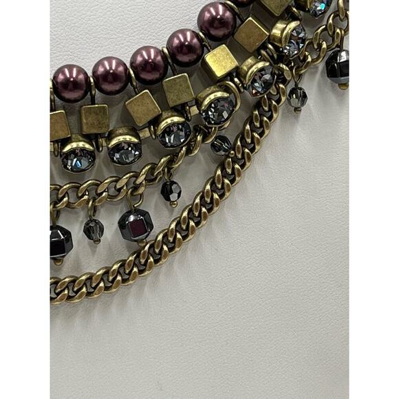 Silpada KR Vintage Hematite Bead Purple Faux Pearl Brass Necklace Magnetic Clasp - Picture 5 of 15